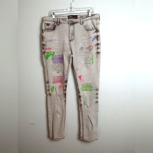 Switch Remarkable Graffiti Print Slim Taper Fit  denim Pant men's 36X30 Y2Y
